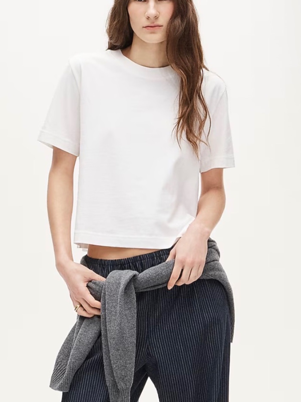 NWT J.Crew White Boyfriend jersey relaxed cropped T-shirt SZ XXS - Picture 1 of 6